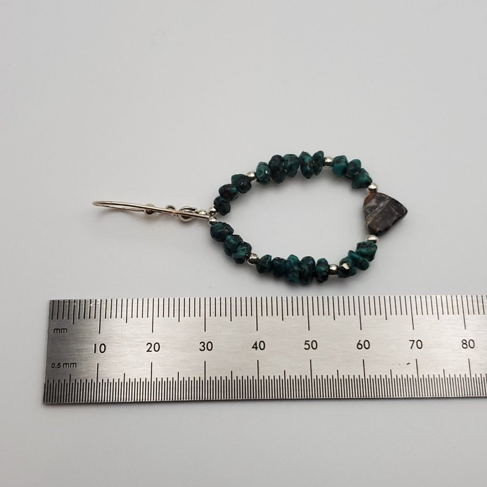 925 Sterling Silver Unique Handmade Two Types Of Stone Heart Earrings - Picture 4 of 5